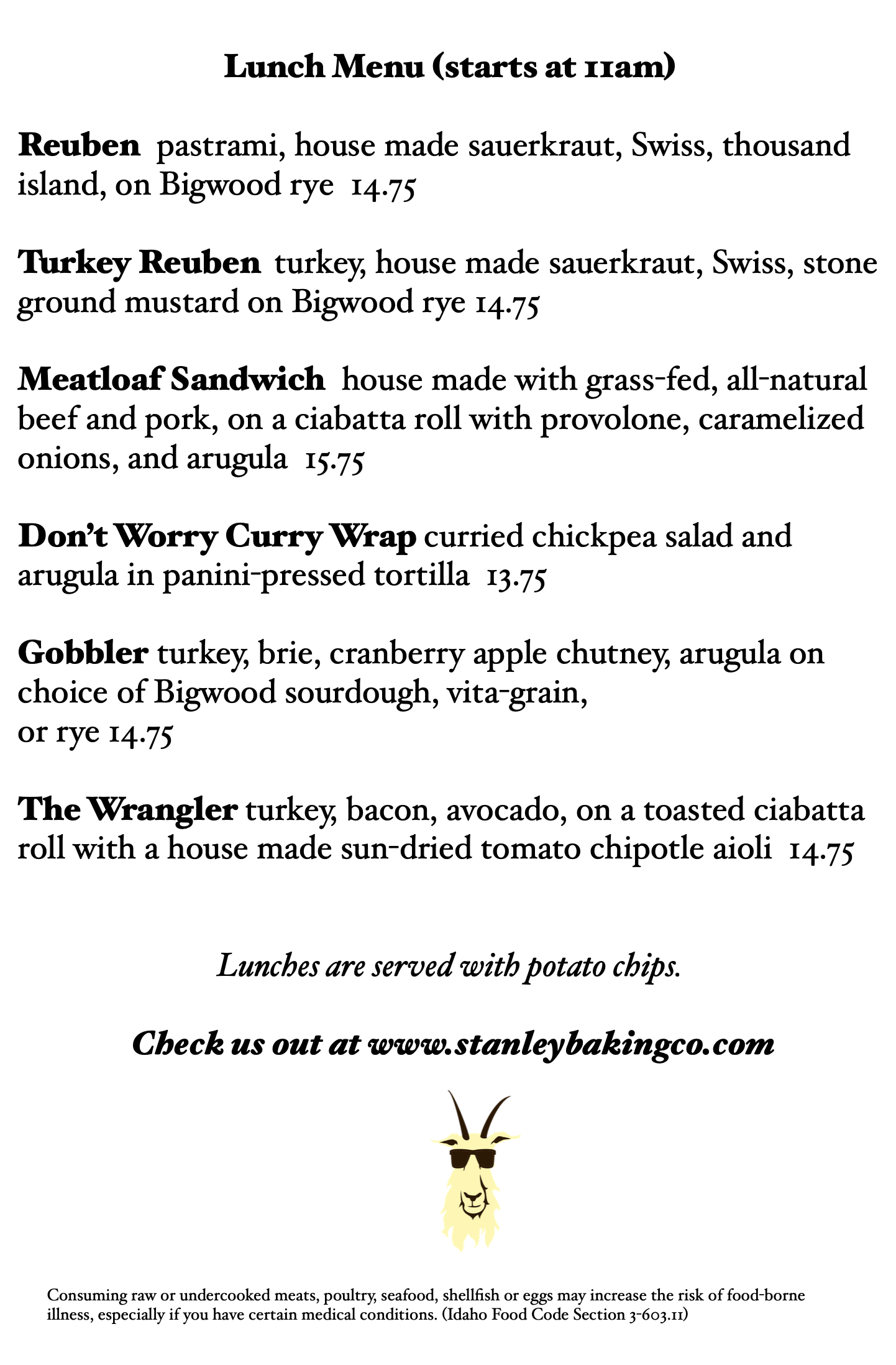 Lunch Menu