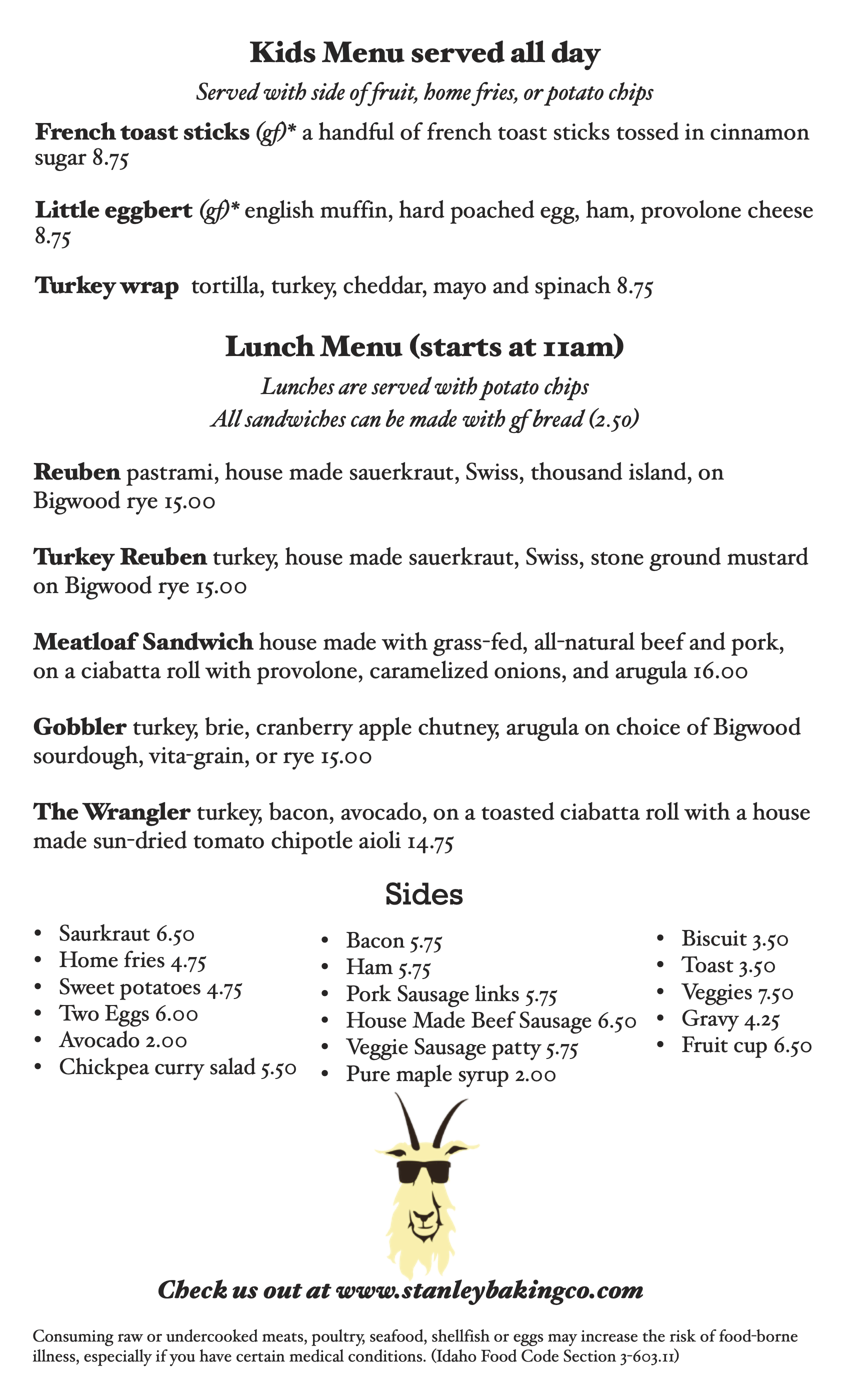 Lunch Menu